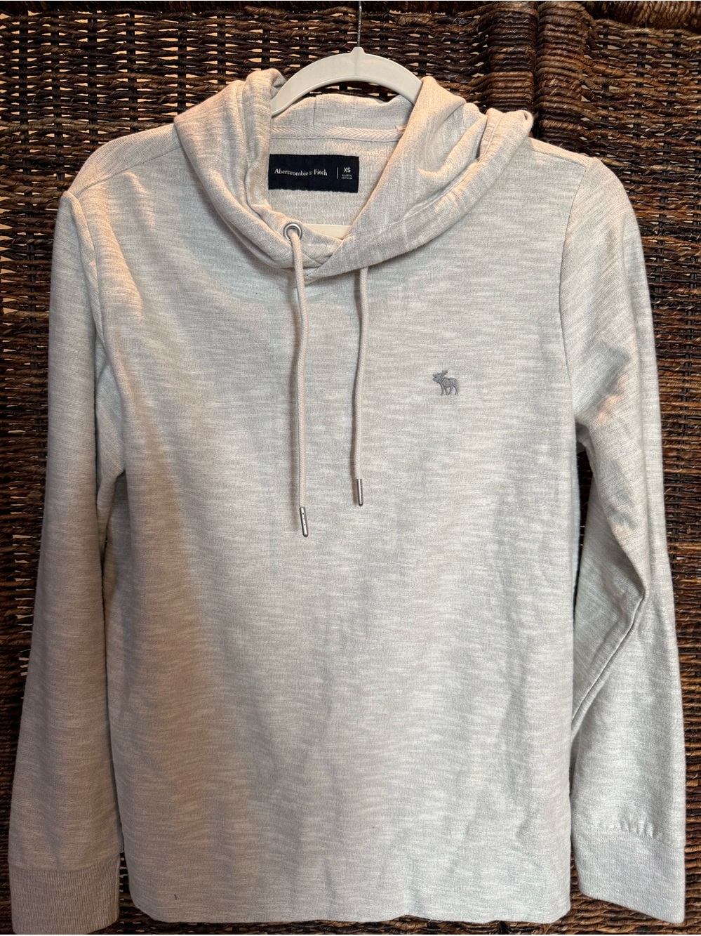 Abercrombie & Fitch Light Beige Hooded Sweatshirt with embroidered Moose Logo